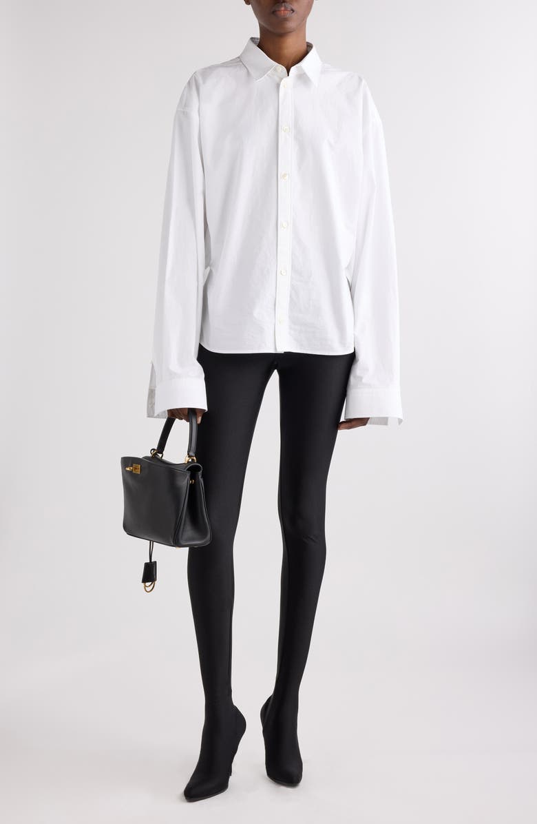 Balenciaga Semifitted Button-Up Shirt, Alternate, color, 9000 White