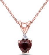 Julianna B. Gemstone & Diamond Solitaire Heart Necklace 10K