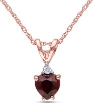 Julianna B. Gemstone & Diamond Solitaire Heart Necklace 10K