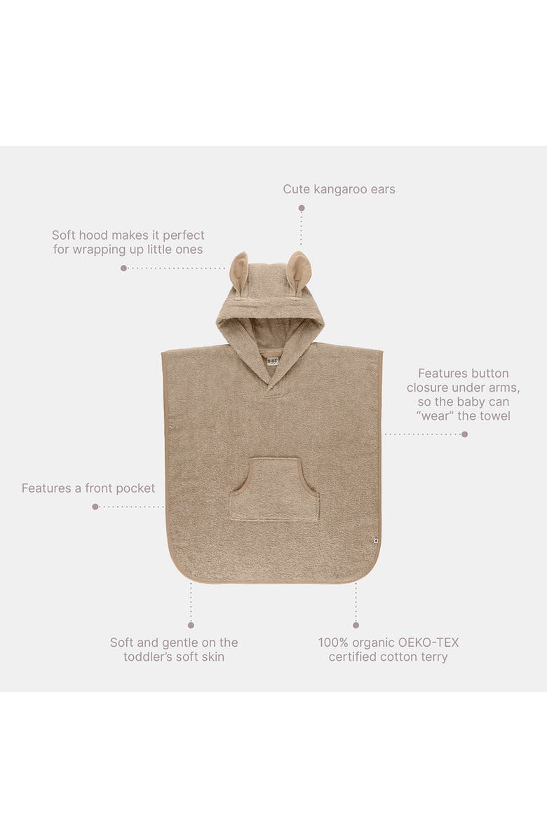 BIBS Kangaroo Hooded Bath Towel & Bath Mitrs Set, Alternate, color, Vanilla