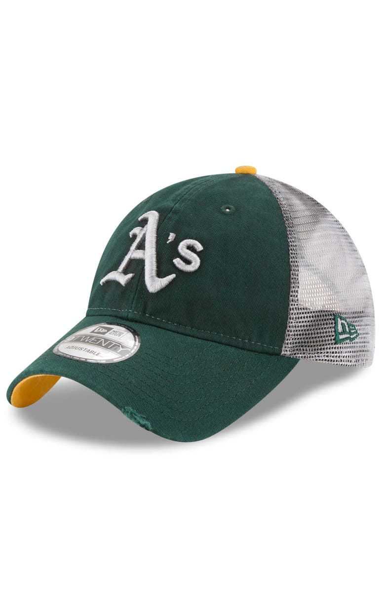 New Era Men's New Era Green Oakland Athletics Team Rustic 9TWENTY Trucker Adjustable Hat, Main, color, 