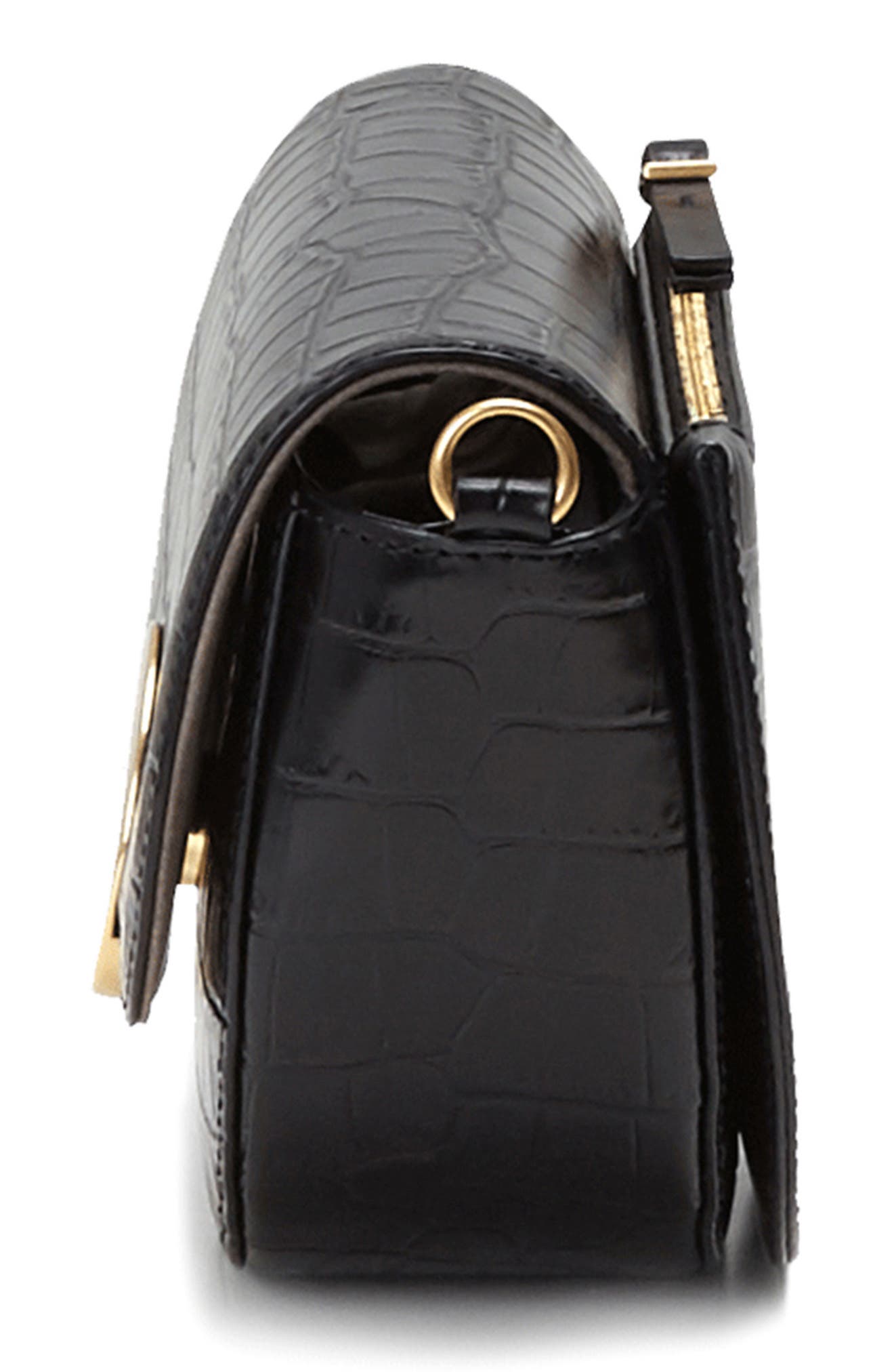 Oryany Lottie Croc Embossed Crossbody Bag, Alternate, color, Black