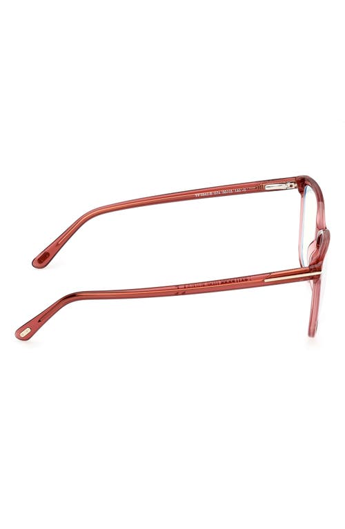 Tom Ford 56mm Rectangular Blue Light Blocking Glasses In Pink