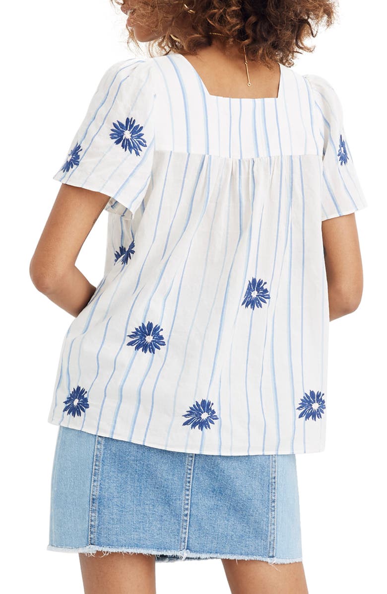 Madewell Floral Embroidered Stripe Butterfly Top, Alternate, color, 