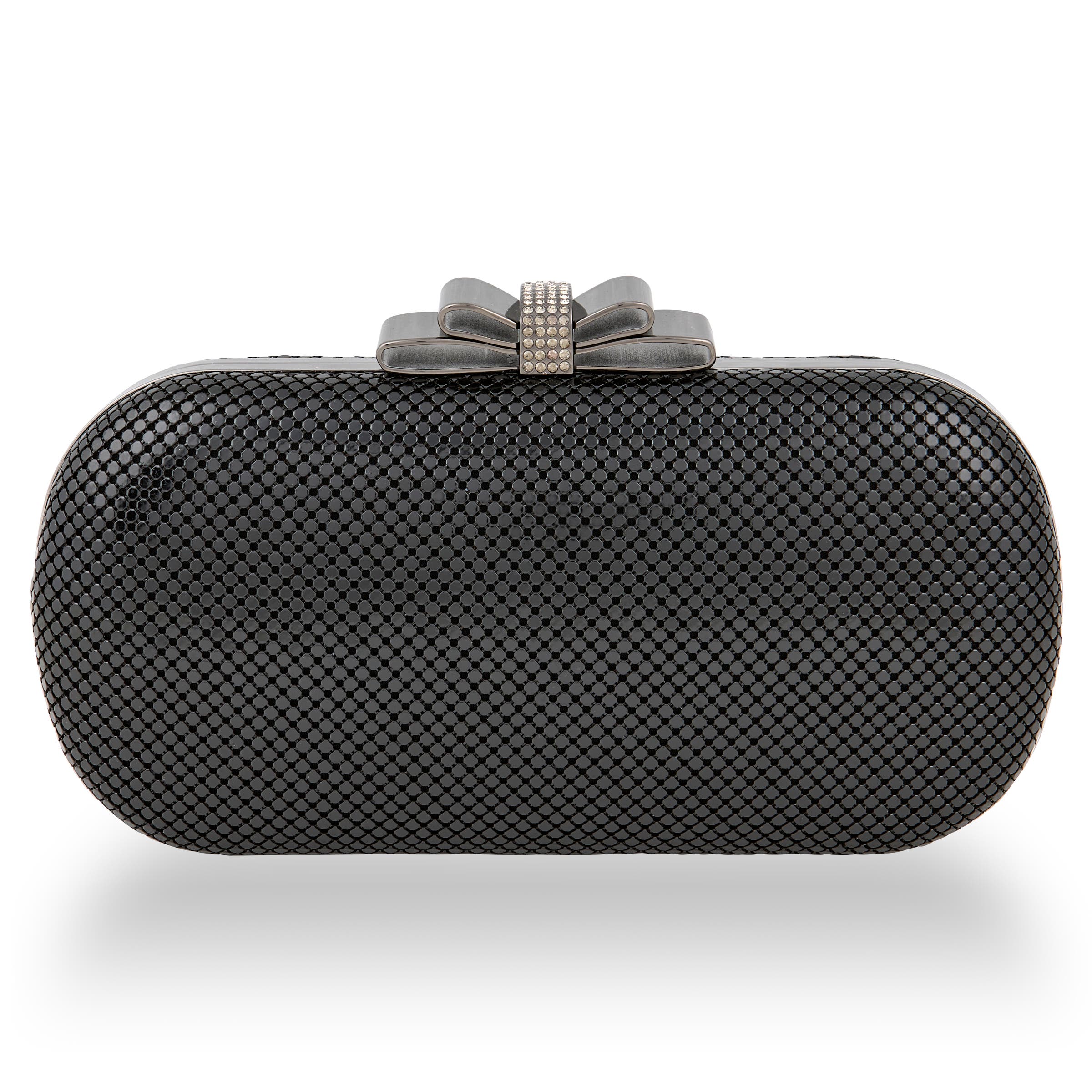 Whiting & Davis Marilyn Bow Minaudiere, Main, color, Black