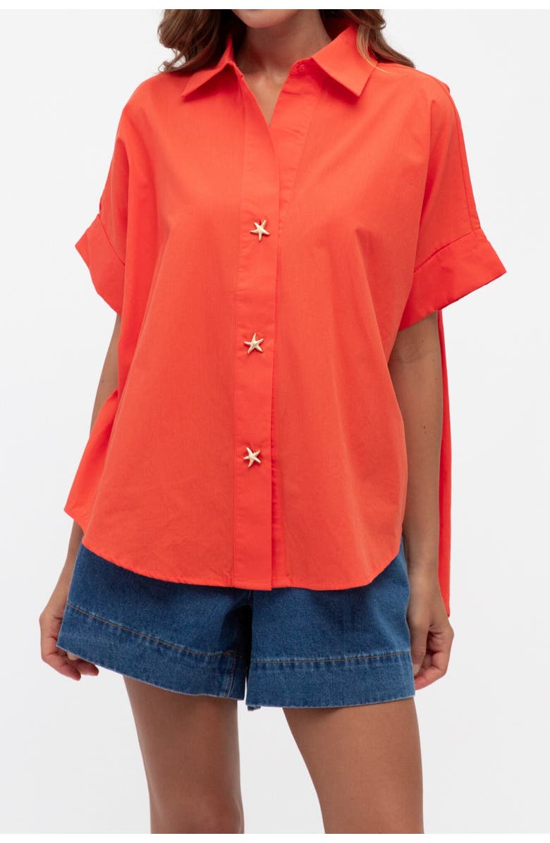 Label of Love Shell Button Shirt, Alternate, color, Tangerine