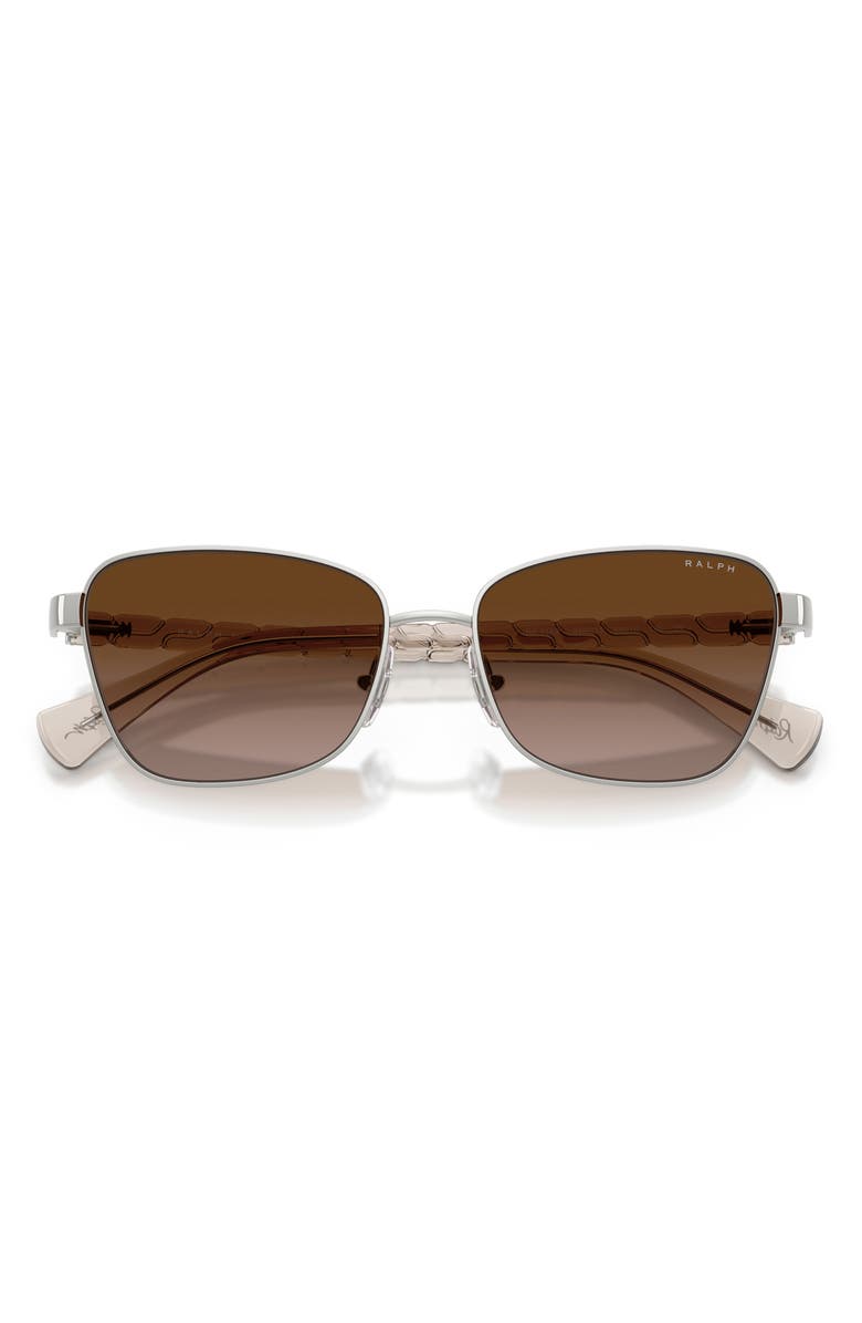 RALPH 56mm Oversize Gradient Irregular Sunglasses, Alternate, color, Shiny Silver / Gradient Brown