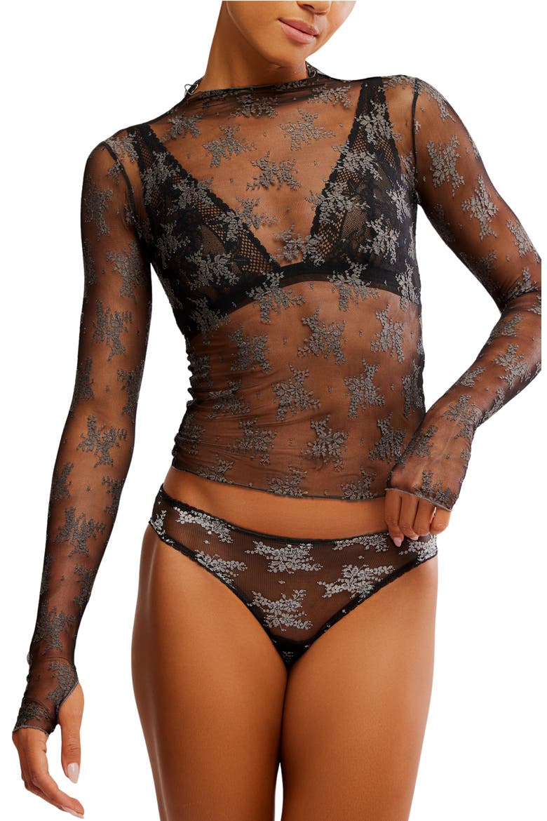 Two-Tone Lady Lux Sheer Mesh Top, Main, color, THUNDERSTORM COMBO