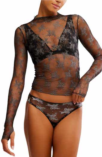 Free People Two-Tone Lady Lux Sheer Mesh Top