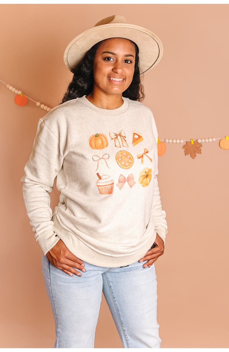 Sweet Wink Thankful Thanksgiving Women's Sweatshirt, Alternate, color, Natural