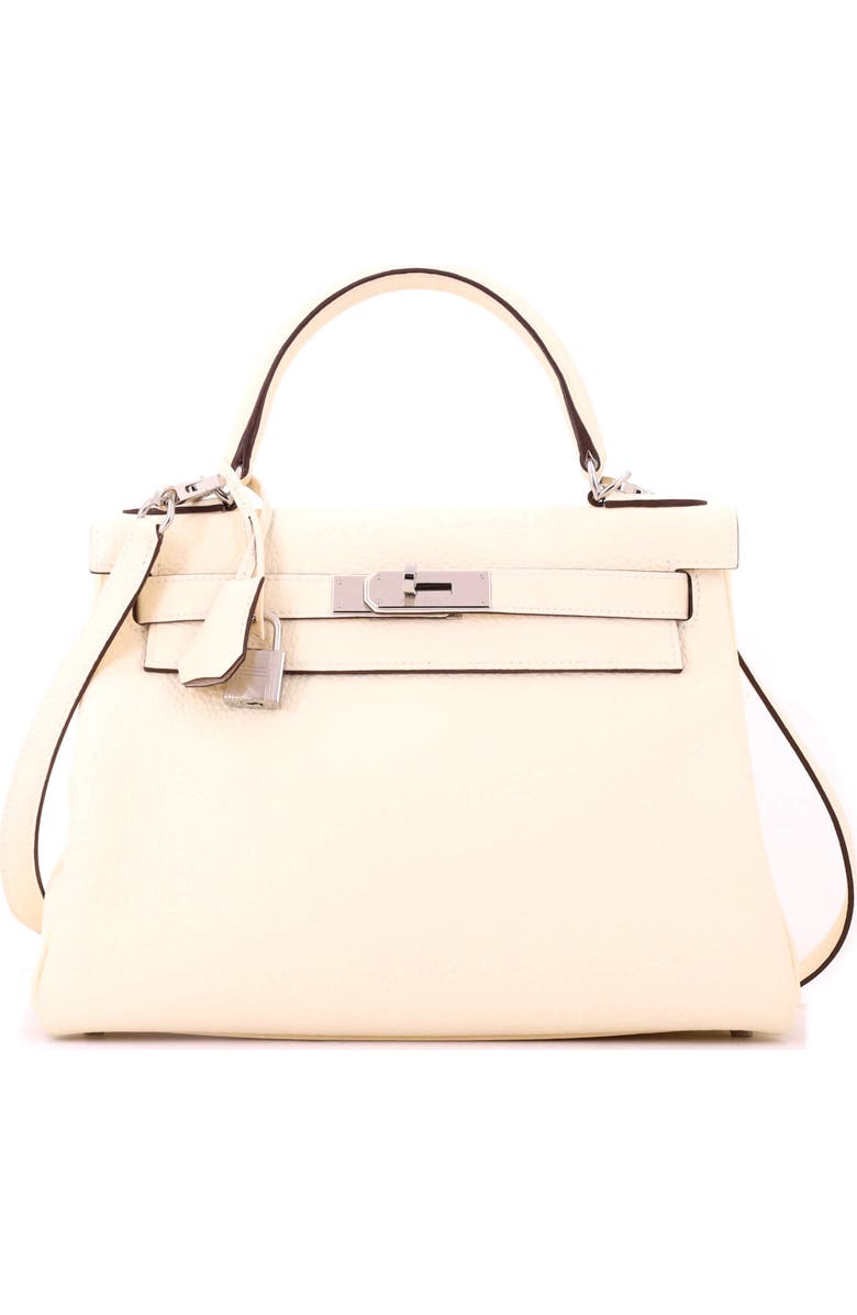 Pre-Owned Hermes Kelly Handbag Light Clemence with Palladium Hardware 28, Main, color, Nata