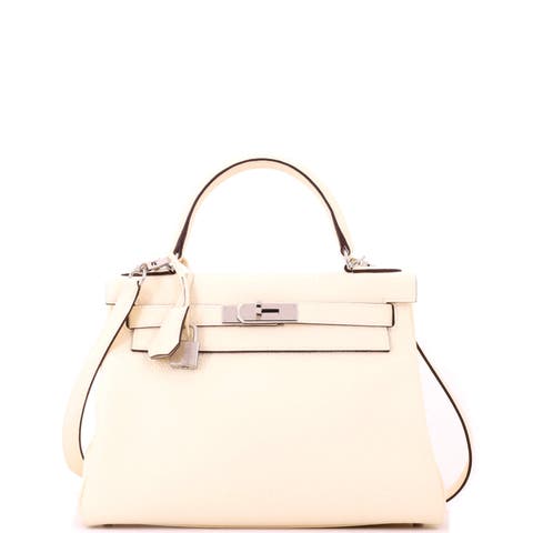 Kelly Handbag Light Clemence with Palladium Hardware 28