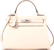 Pre-Owned Hermes Kelly Handbag Light Clemence with Palladium Hardware 28
