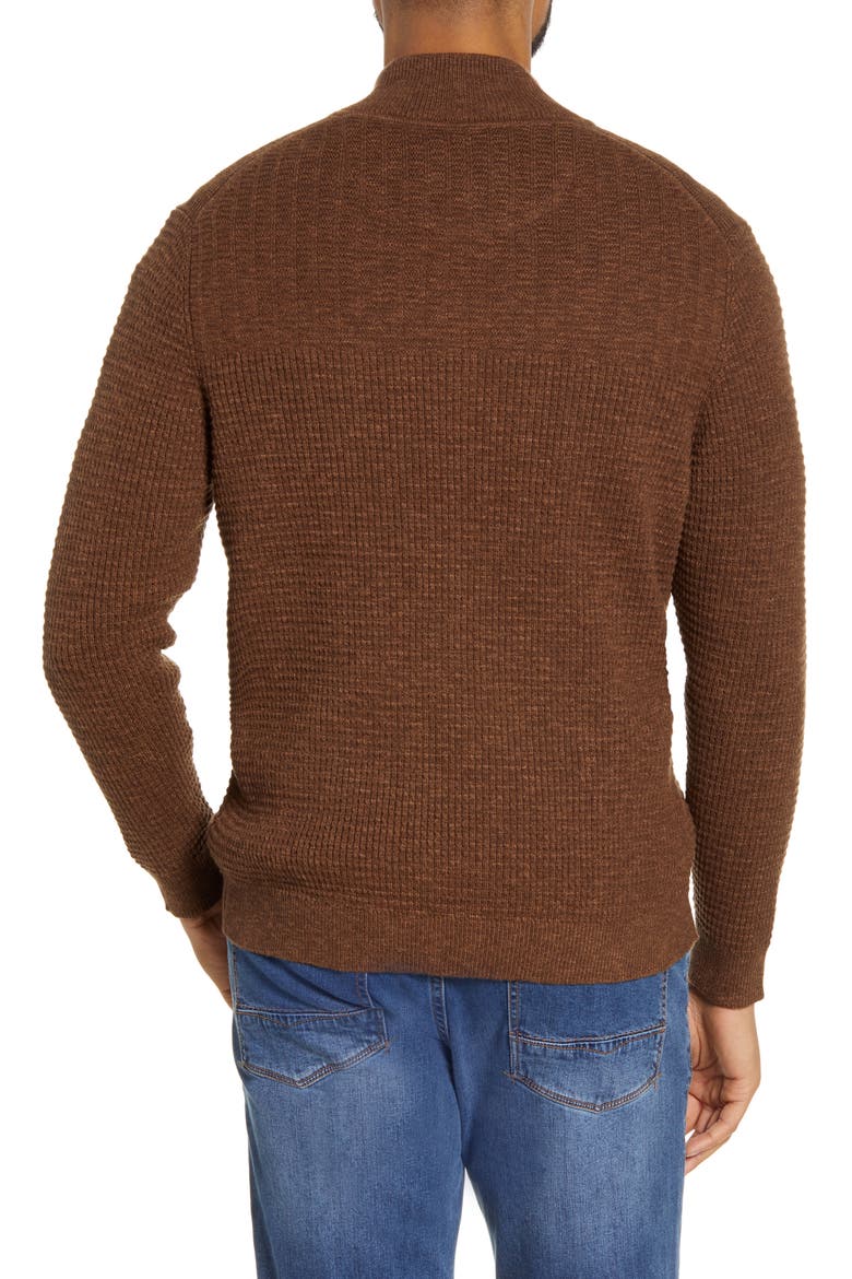 Mock Neck Henley Sweater, Alternate, color, TOBACCO WRAP