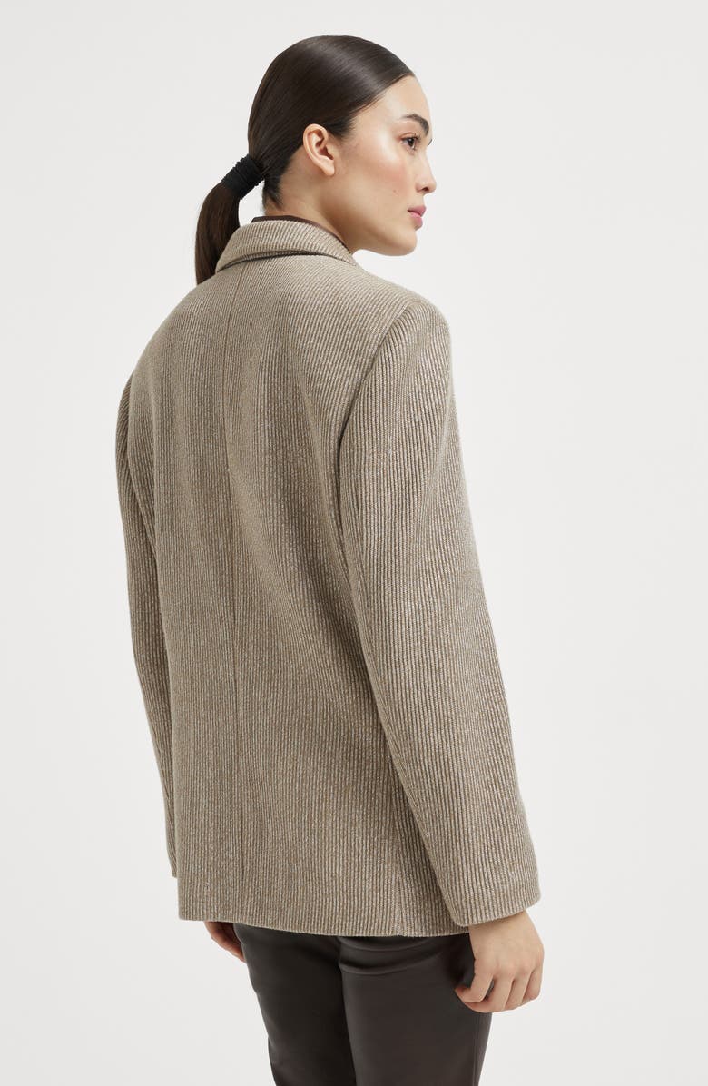 Brunello Cucinelli Knit blazer with monili, Alternate, color, Beige