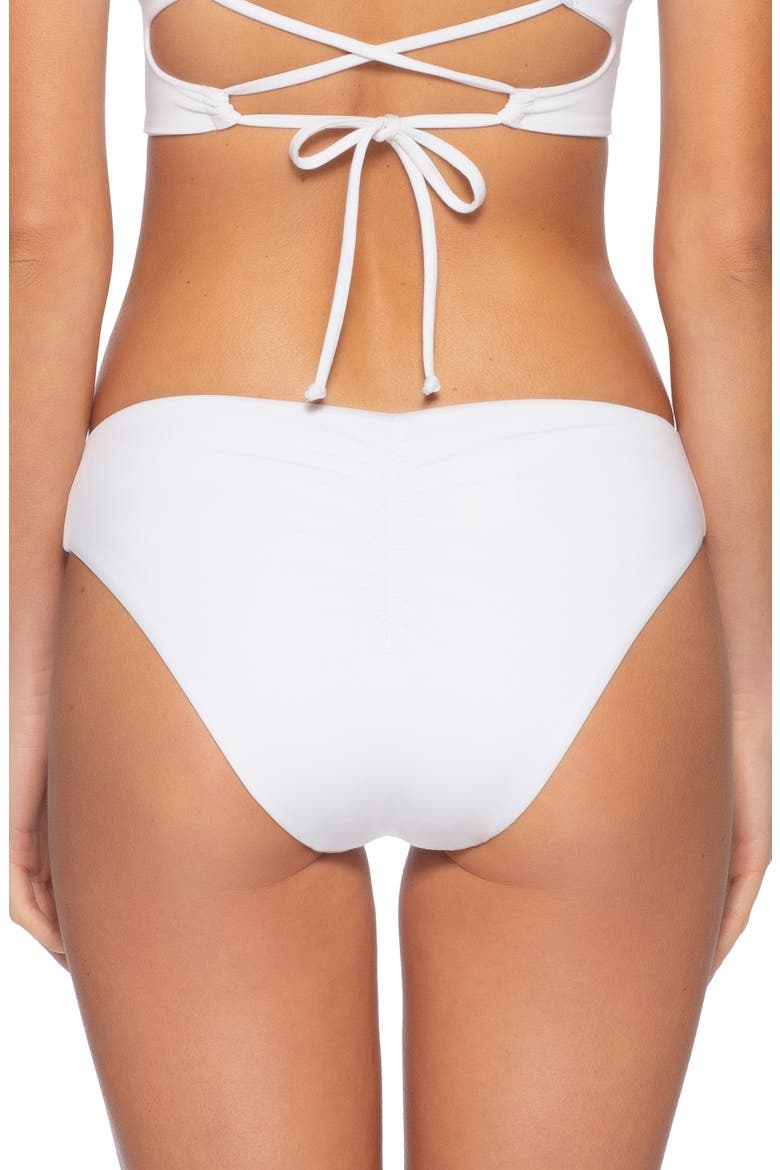 Shirred Hipster Bikini Bottoms, Alternate, color, WHITE