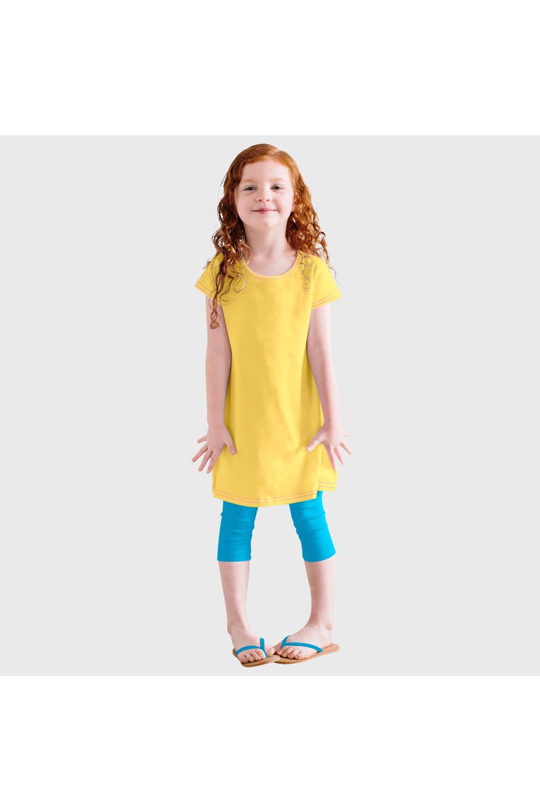 Baby Girls Soft 100% Cotton Knit Jersey Cap Sleeve Dress, Main, color, Yellow