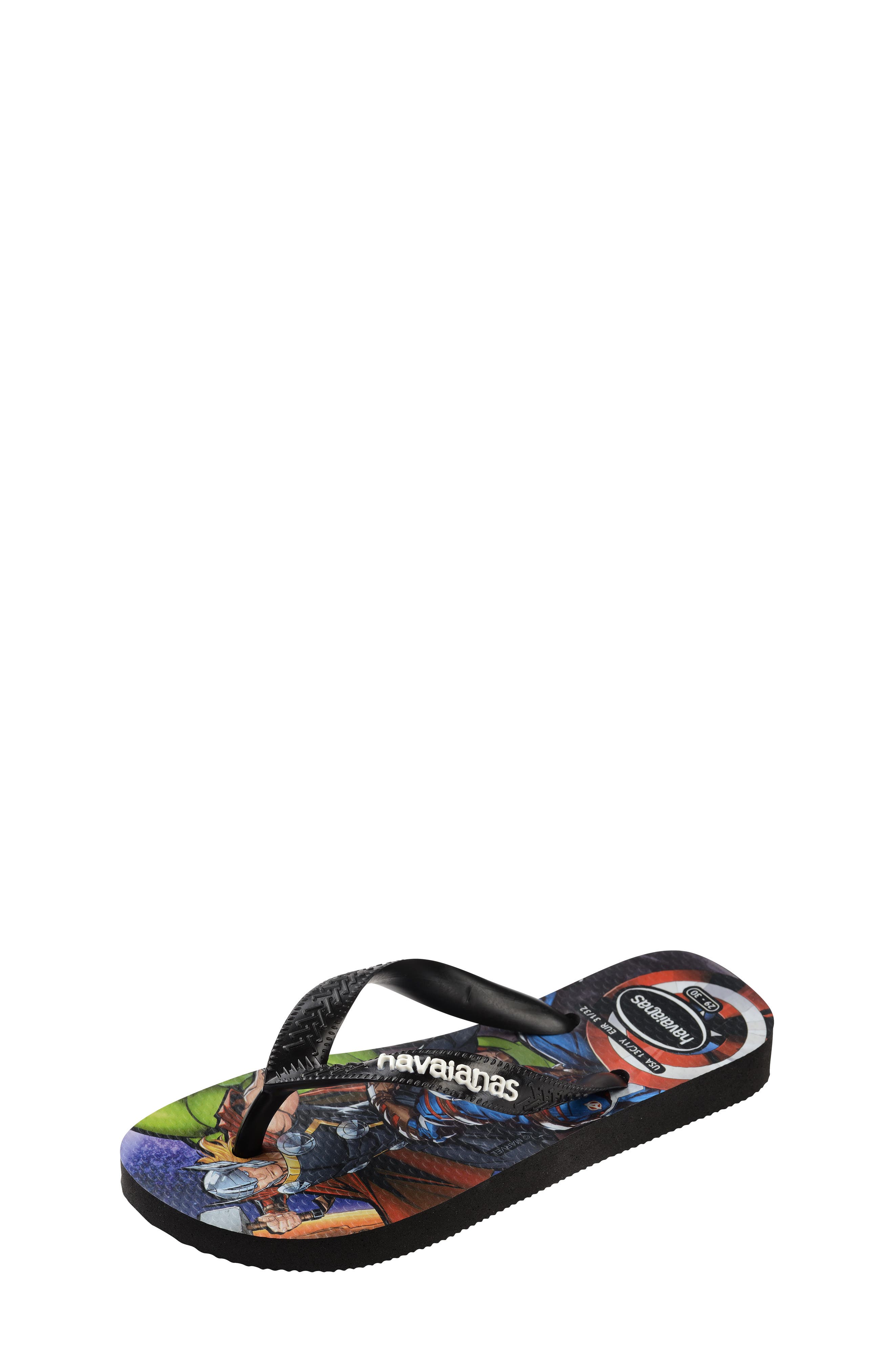 Havaianas Marvel Flip Flop, Alternate, color, Black