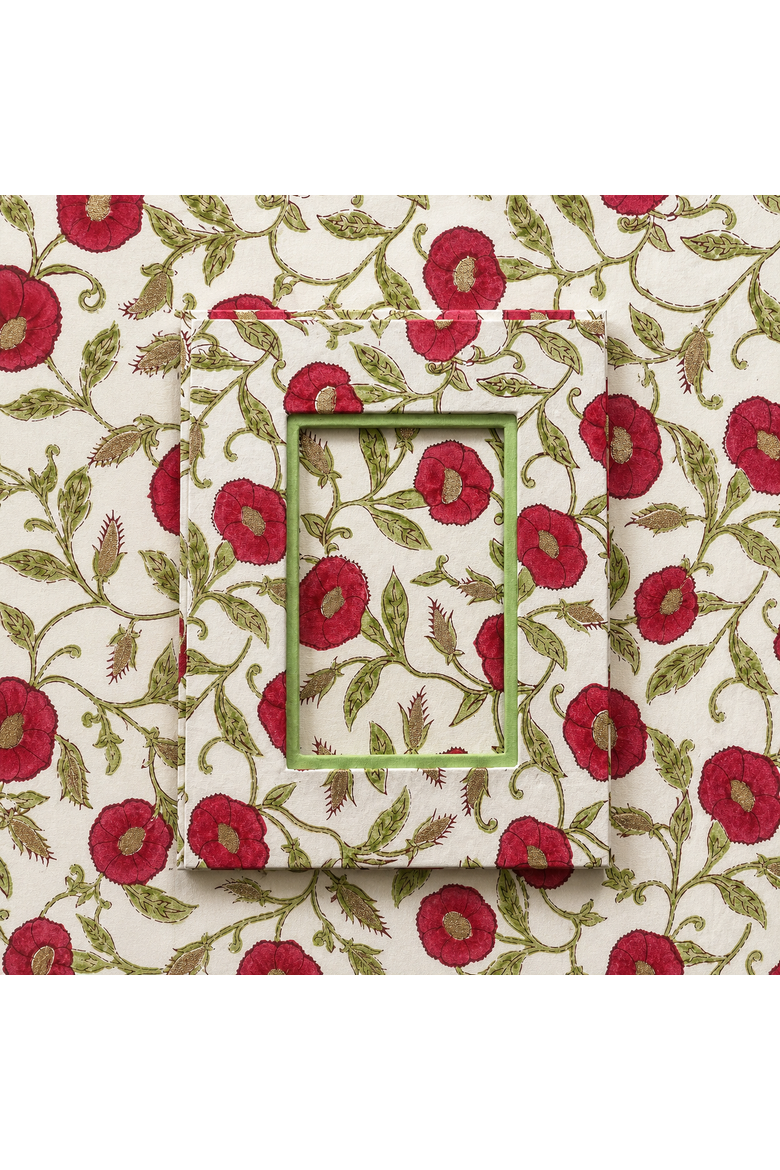 Block Print Photo Frame, Alternate, color, Ruby Pomegranate