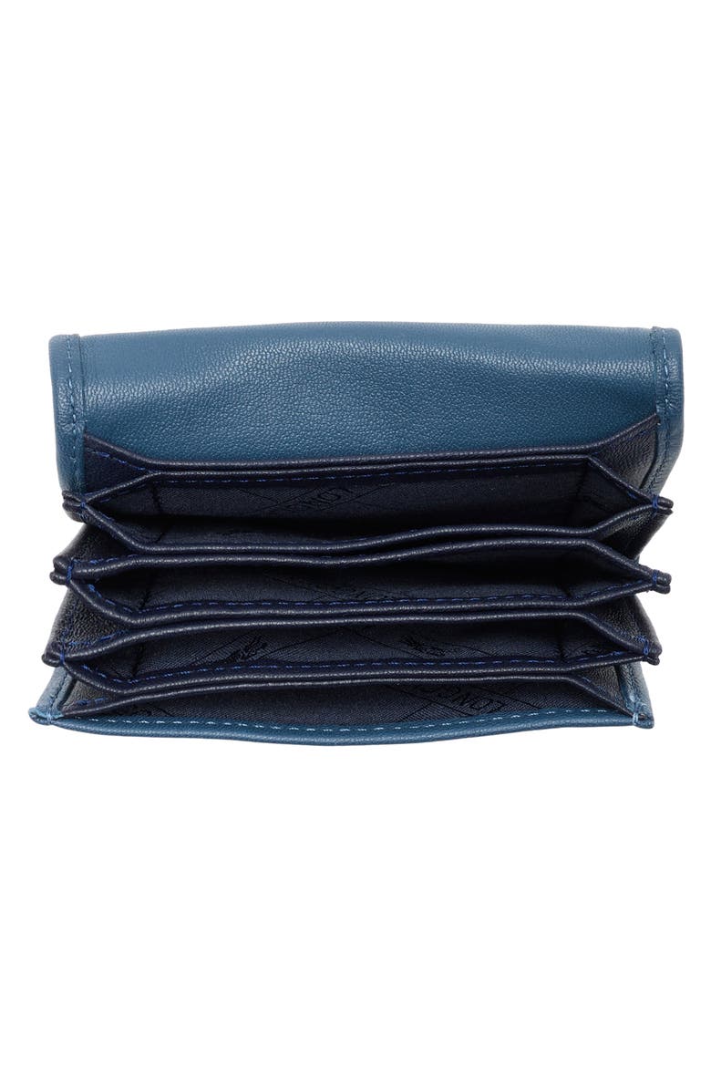 Le Pliage Xtra Leather Flap Card Case, Alternate, color, PILOT BLUE