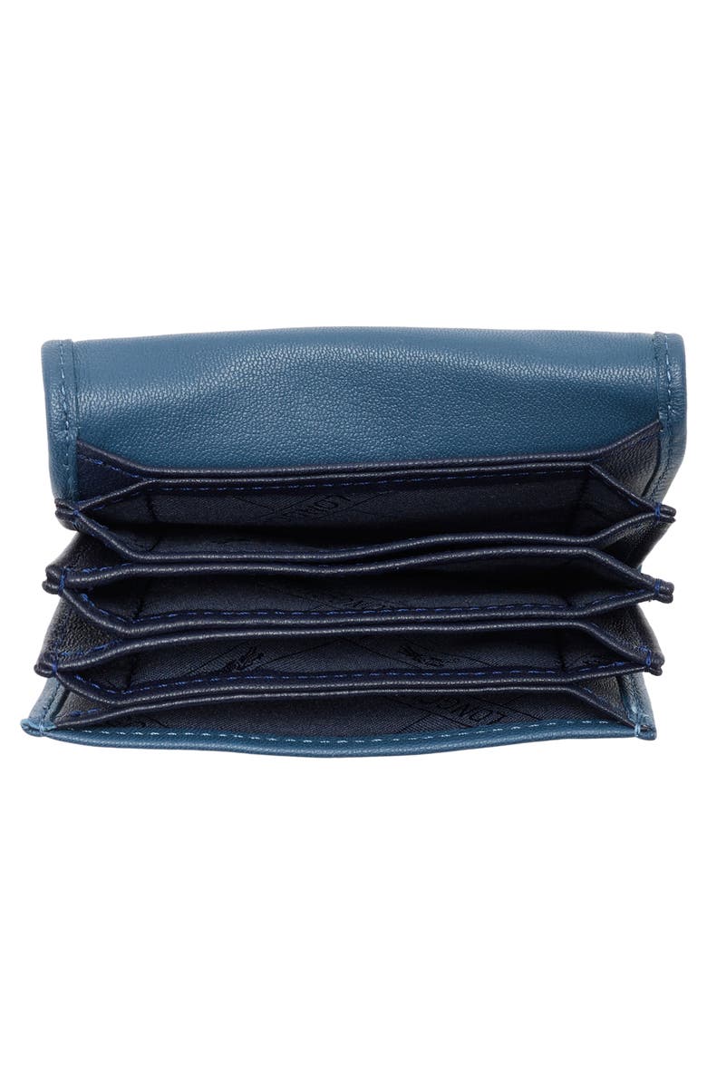 Longchamp Le Pliage Xtra Leather Flap Card Case, Alternate, color, Pilot Blue