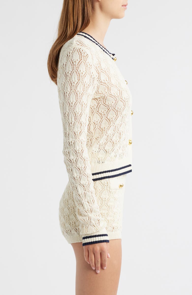 FRAME The Rookie Open Stitch Cardigan, Alternate, color, Cream Multi
