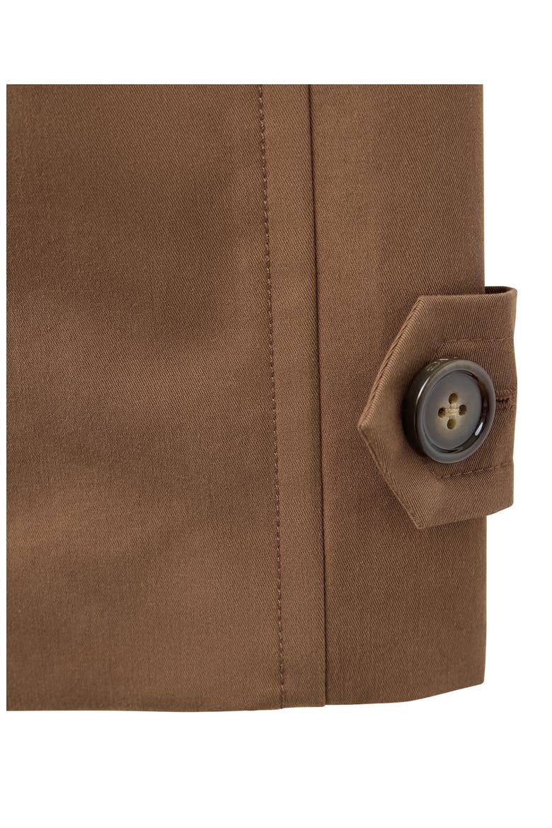 Double Breasted Crop Cotton Blend Trench Coat, Alternate, color, BROWN