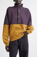 Saint Laurent Colorblock Cotton Fleece Half Snap Sweatshirt