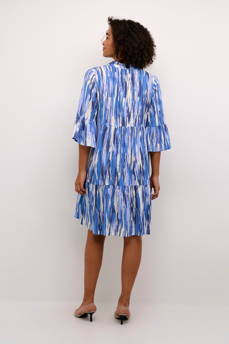 Arina 3/4 Sleeve A-Line Fit Dress, Alternate, color, Blue Abstract Print