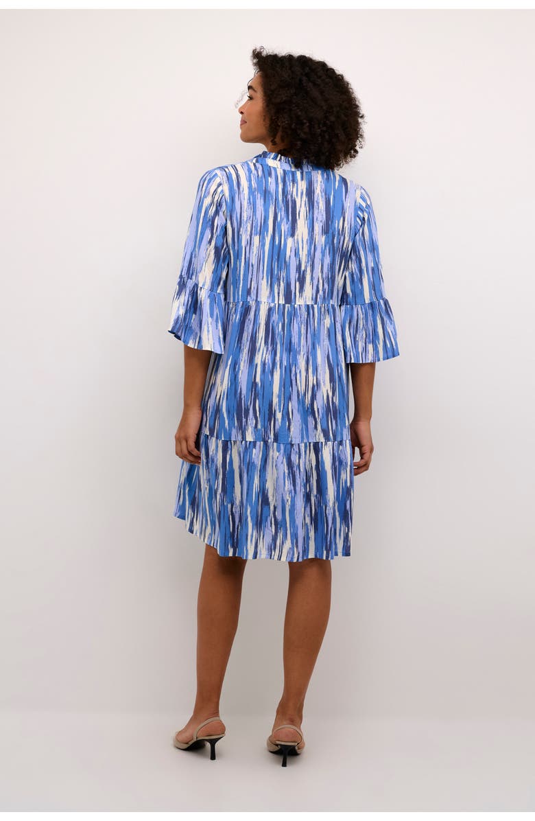 Kaffe Arina 3/4 Sleeve A-Line Fit Dress, Alternate, color, Blue Abstract Print