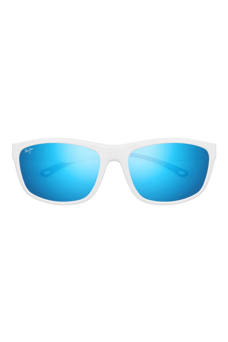 Blue Hawaii Nuu Landing 62mm Polarized Oversize Rectangular Sunglasses, Main, color, WHITE