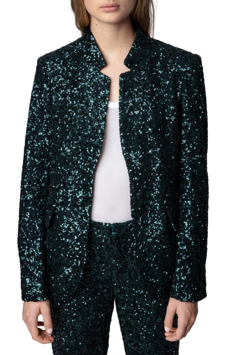 Very Sequin Jacket, Main, color, PEACOCK
