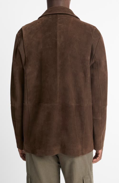 Vince Collared Flap Pockets Long Sleeves Jacket In Dark Brown