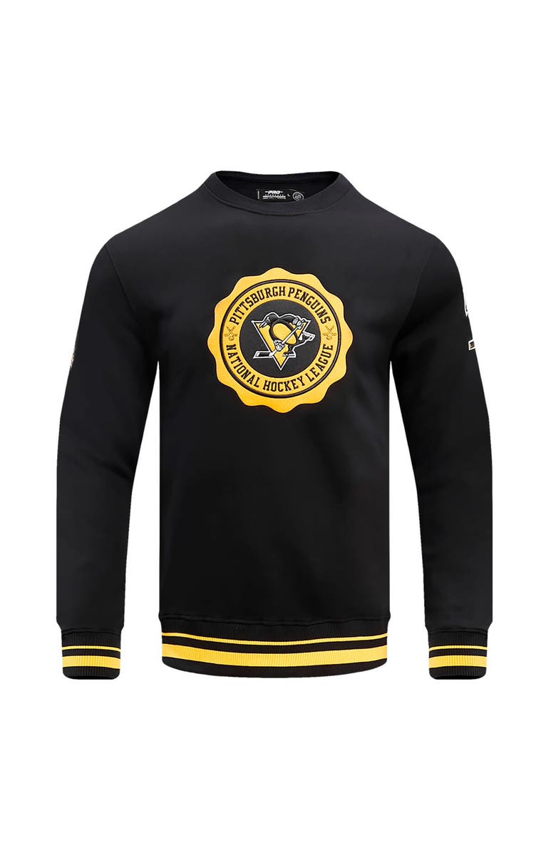 PRO STANDARD Men's Pro Standard Black Pittsburgh Penguins Crest Emblem Pullover Sweatshirt, Alternate, color, Black