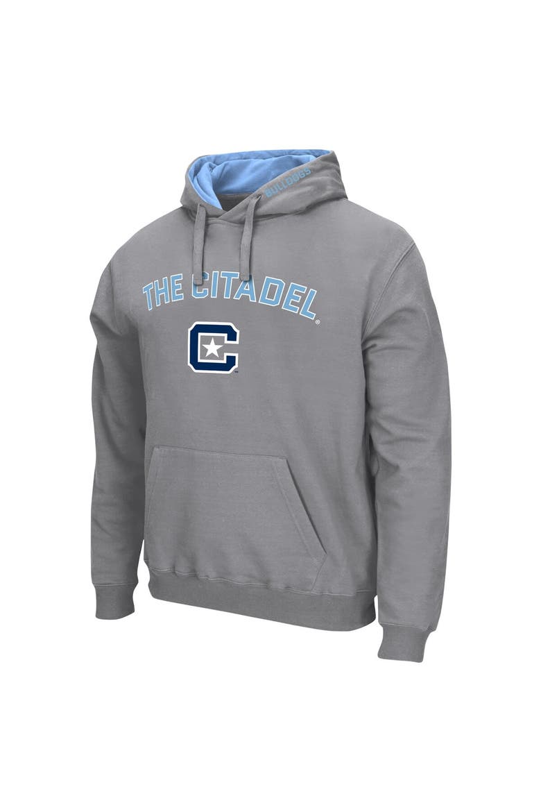 Men's Colosseum  Gray Citadel Bulldogs Arch & Logo Pullover Hoodie, Alternate, color, Gray