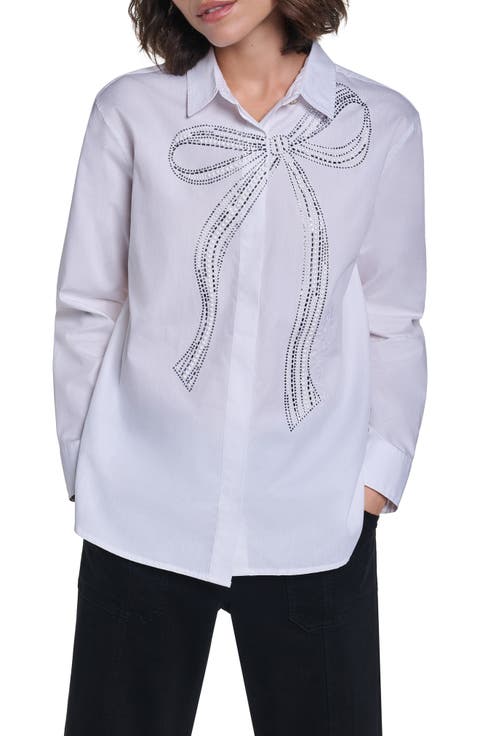 Crystal Bow Cotton Poplin Shirt