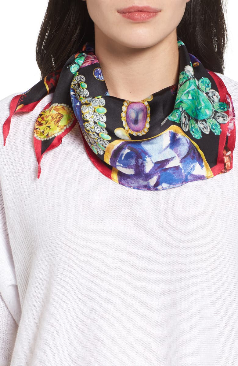 Echo Bejeweled Diamond Silk Scarf, Main, color,