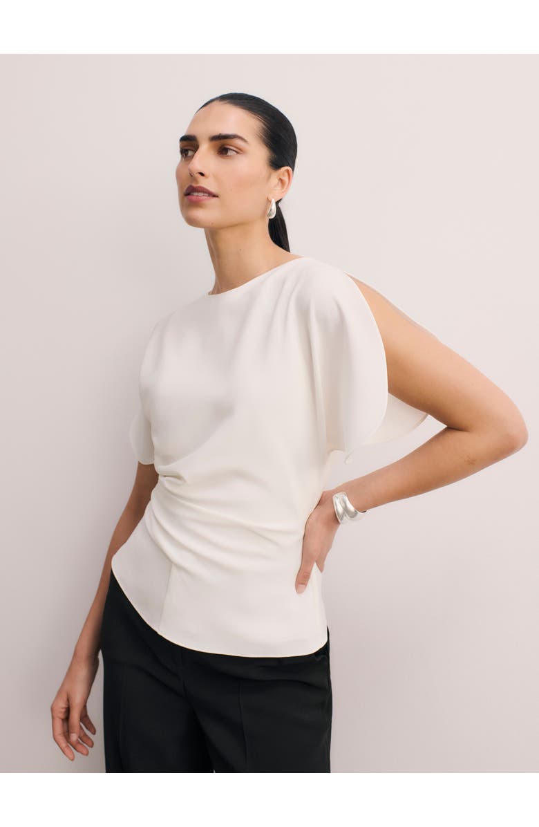 The Fold Salerno Clever Crepe Top, Alternate, color, Ivory