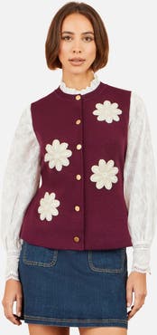 Yumi Flower Appliqué Knit Waistcoat