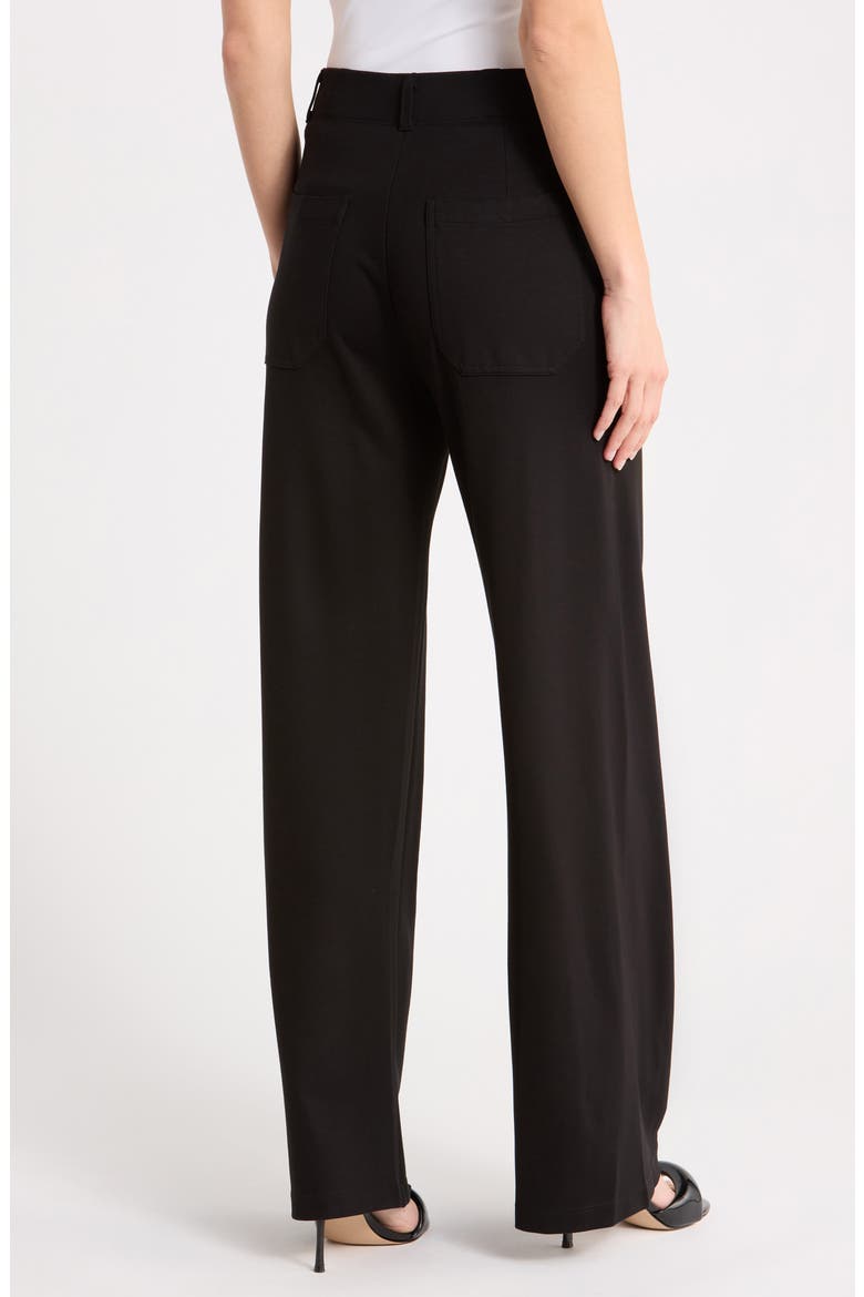 Ponte High Waist Wide Leg Pants, Alternate, color, BLACK-BLACK