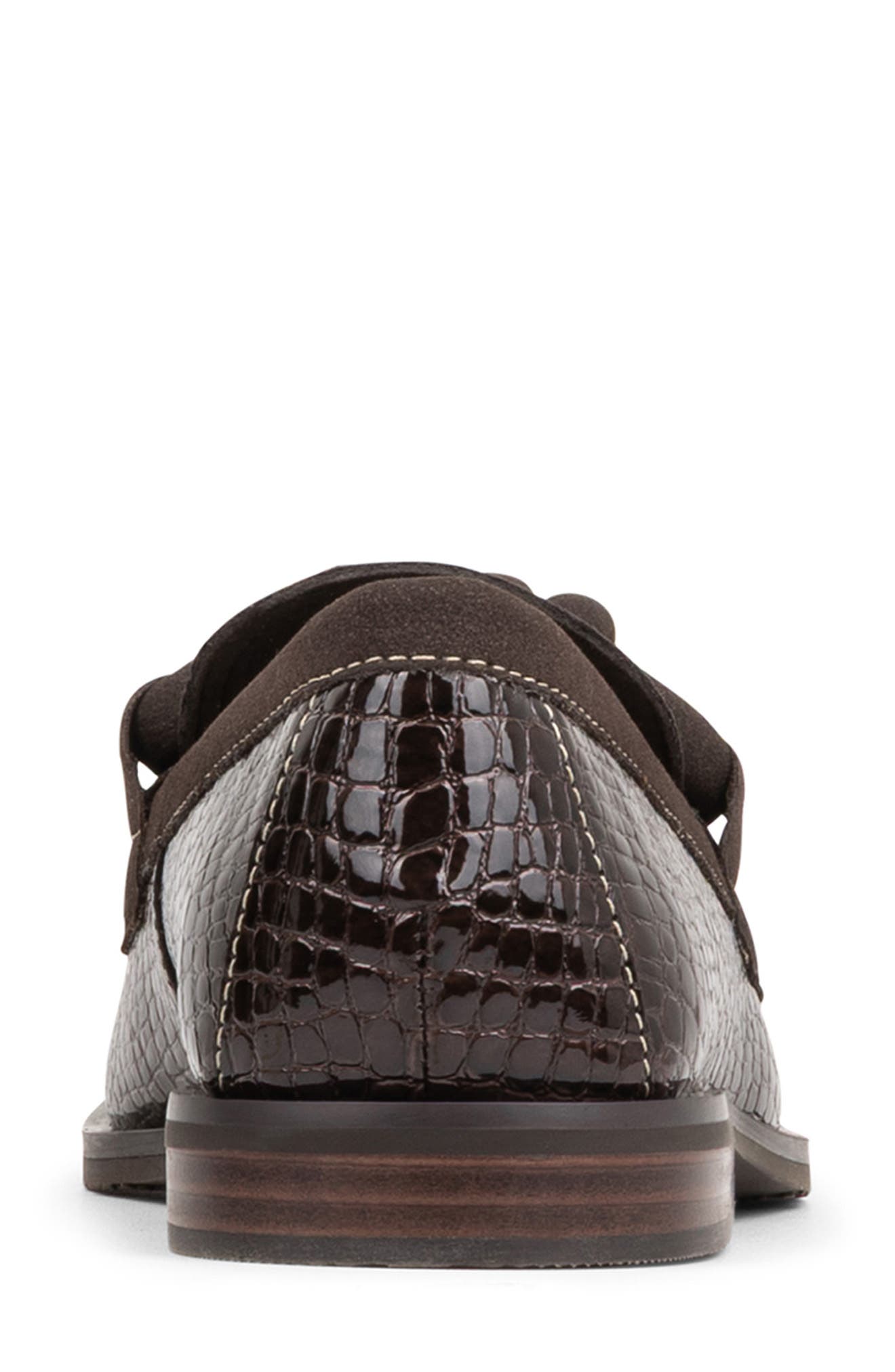 Shaya Faux Leather Croc Embossed Loafer, Alternate, color, DARK BROWN