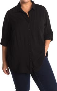 VELVET HEART Elisa Roll Tab Sleeve Button Down Blouse