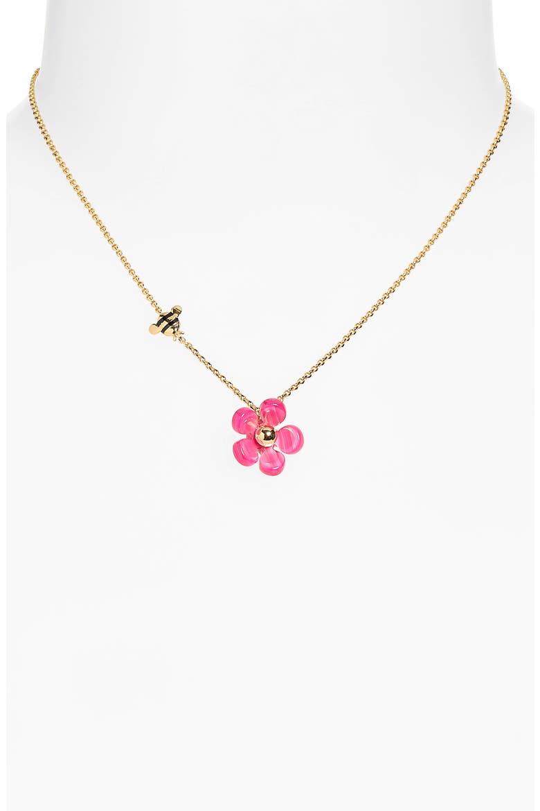 summer daze flower pendant necklace, Alternate, color, PINK