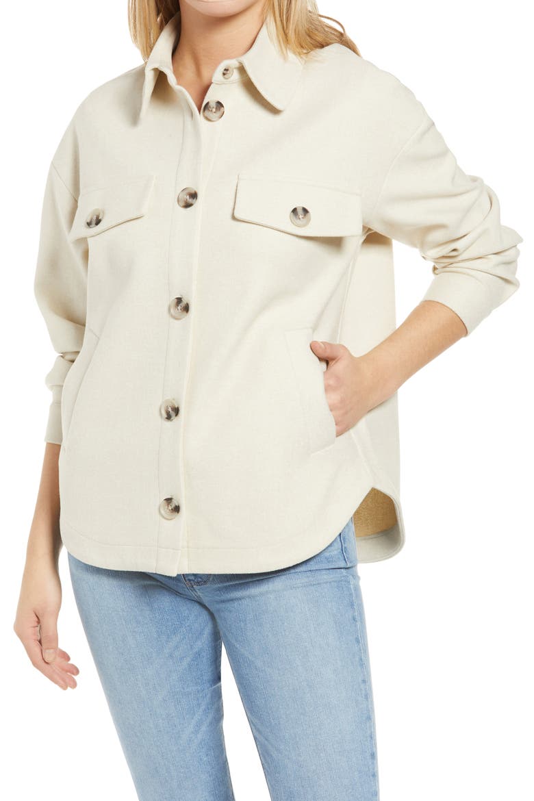 Neally Fleece Shirt Jacket, Alternate, color, BIRCH