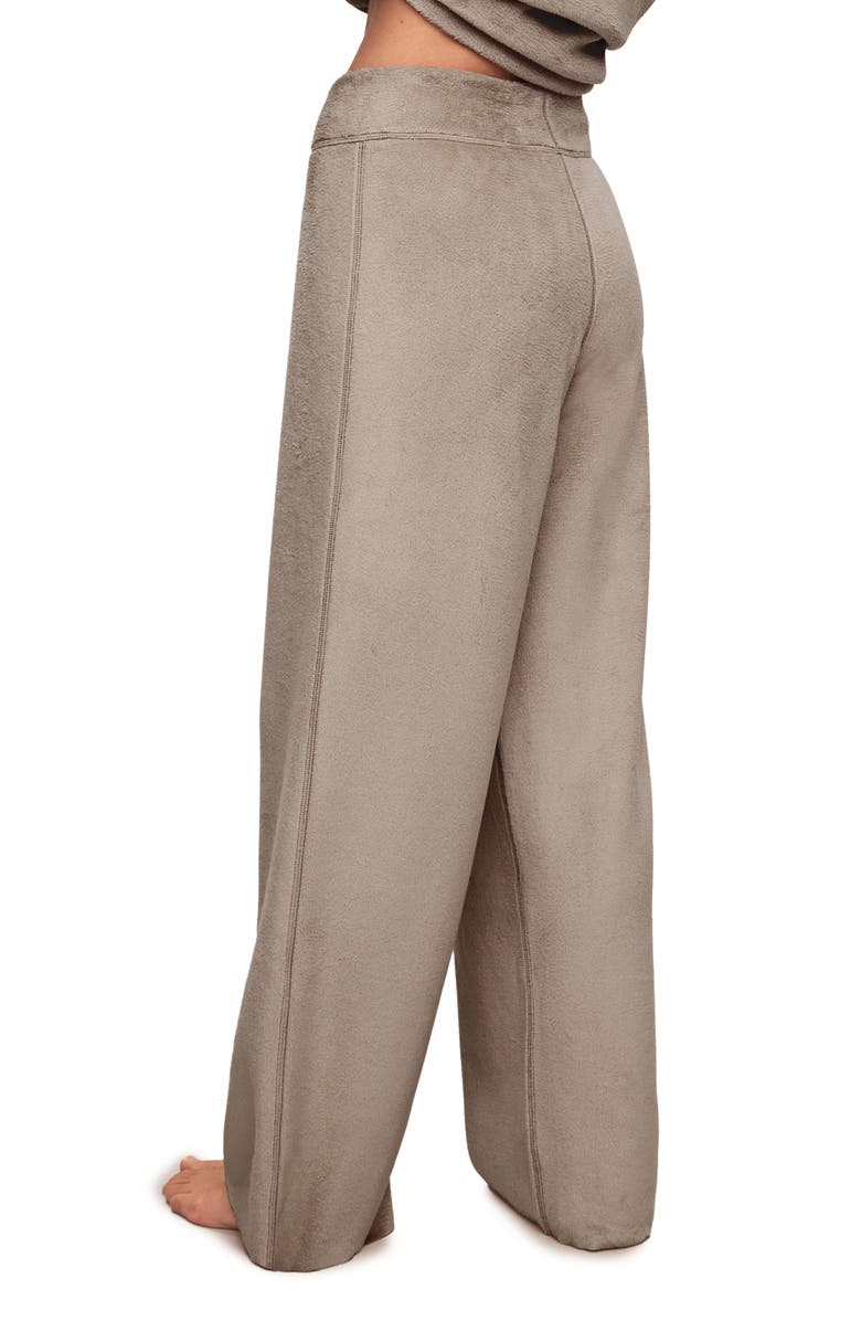 Eberjey Reversible High Waist Fleece Lounge Pants, Alternate, color, Toffee