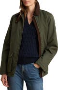 Lauren Ralph Lauren Waxed Raincoat with Corduroy Trim