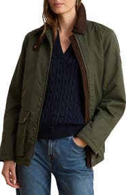 Lauren Ralph Lauren Waxed Raincoat with Corduroy Trim