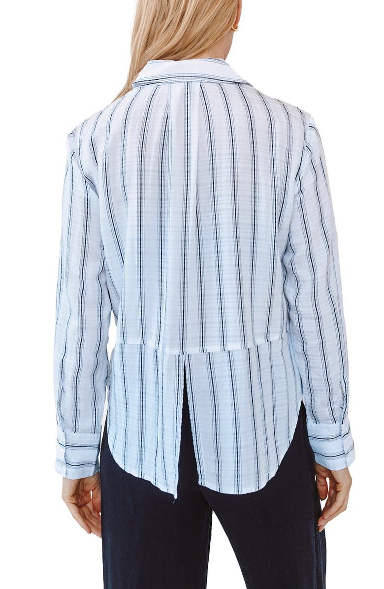 Bella Dahl Clean Split Back Gauze Button-Up Shirt, Alternate, color, Black & White Stripe