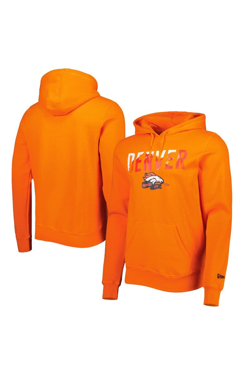 New Era Men's New Era Orange Denver Broncos Ink Dye Pullover Hoodie, Main, color, 