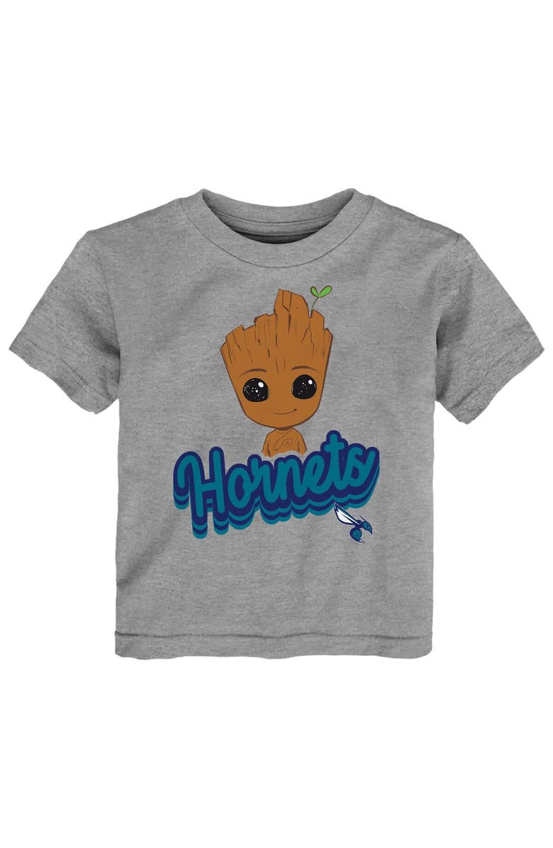 Outerstuff Toddler Heather Gray Charlotte Hornets Two-Piece Guardians Of The Galaxy T-Shirt Set, Alternate, color, Heather Gray